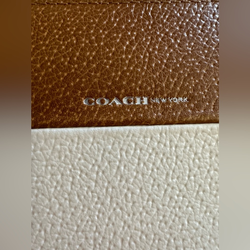 Coach Two-Tone Brown and White Leather Tote with Matching Wallet - Picture 11 of 14
